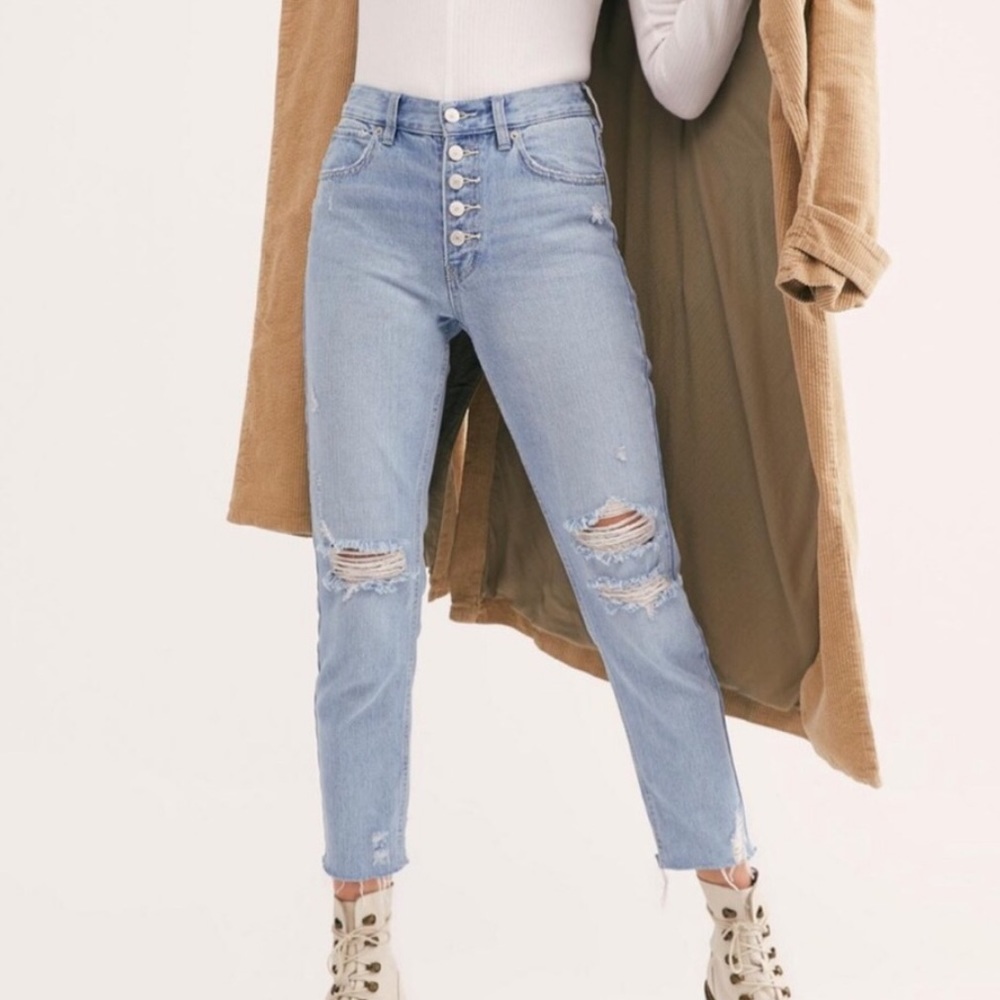 Free People We The Free Blossom Rigid Jeans Exposed Button Fly 26